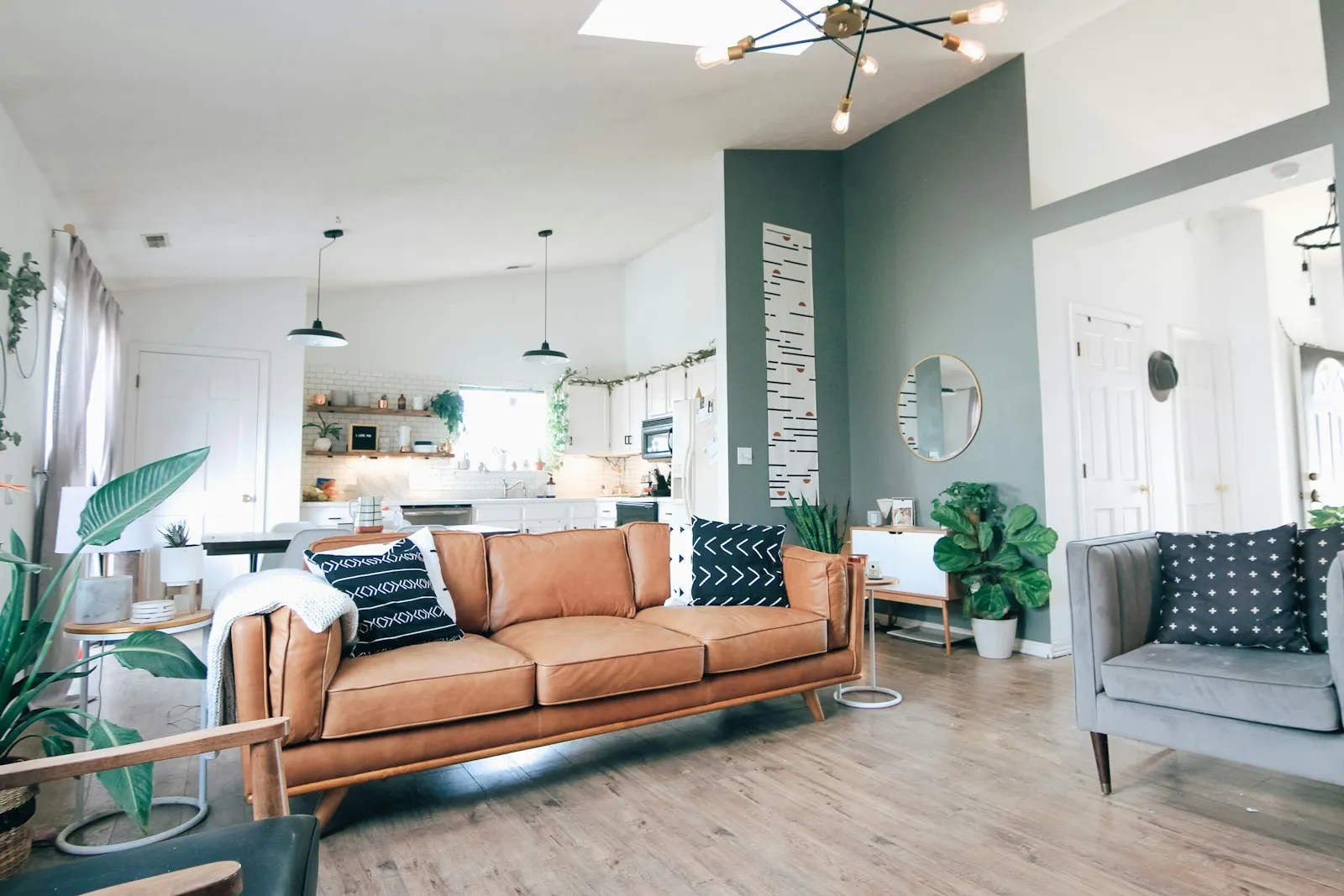 Clean modern living room interior with bright natural light